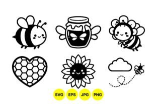 Cute Bee and Honey SVG Clipart Graphic by DesignVectx · Creative Fabrica