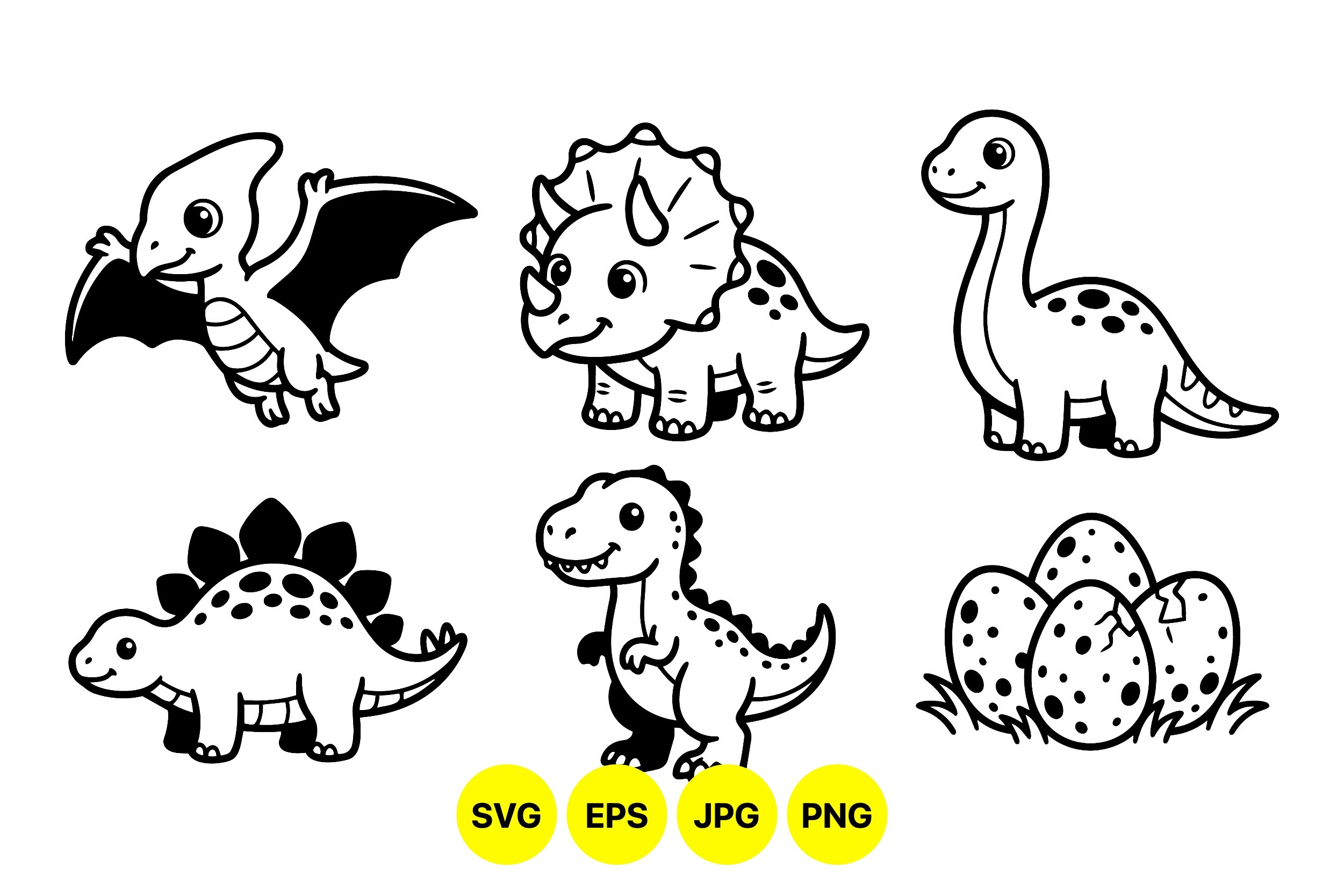 Cute Dino SVG Clipart Collection