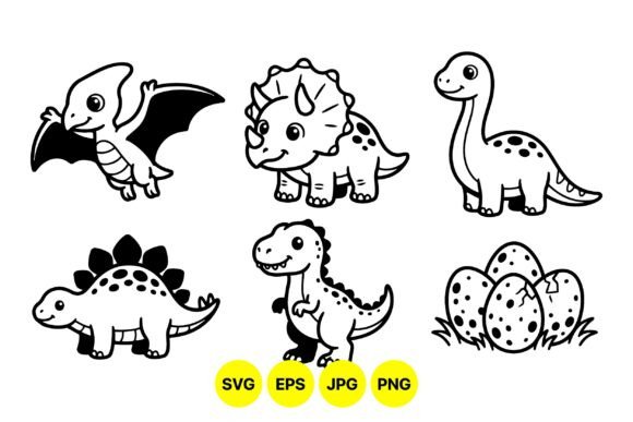 Cute Dino SVG Clipart Collection Graphic Illustrations By DesignVectx