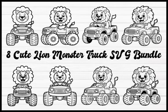 Cute Lion Monster Truck SVG Bundle