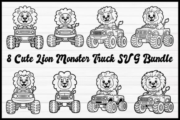 Cute Lion Monster Truck SVG Bundle
