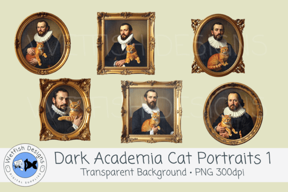 Dark Academia PNG Cat Portraits 1