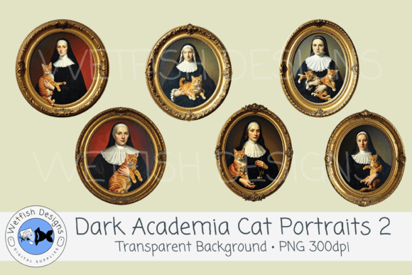 Dark Academia PNG Cat Portraits 2