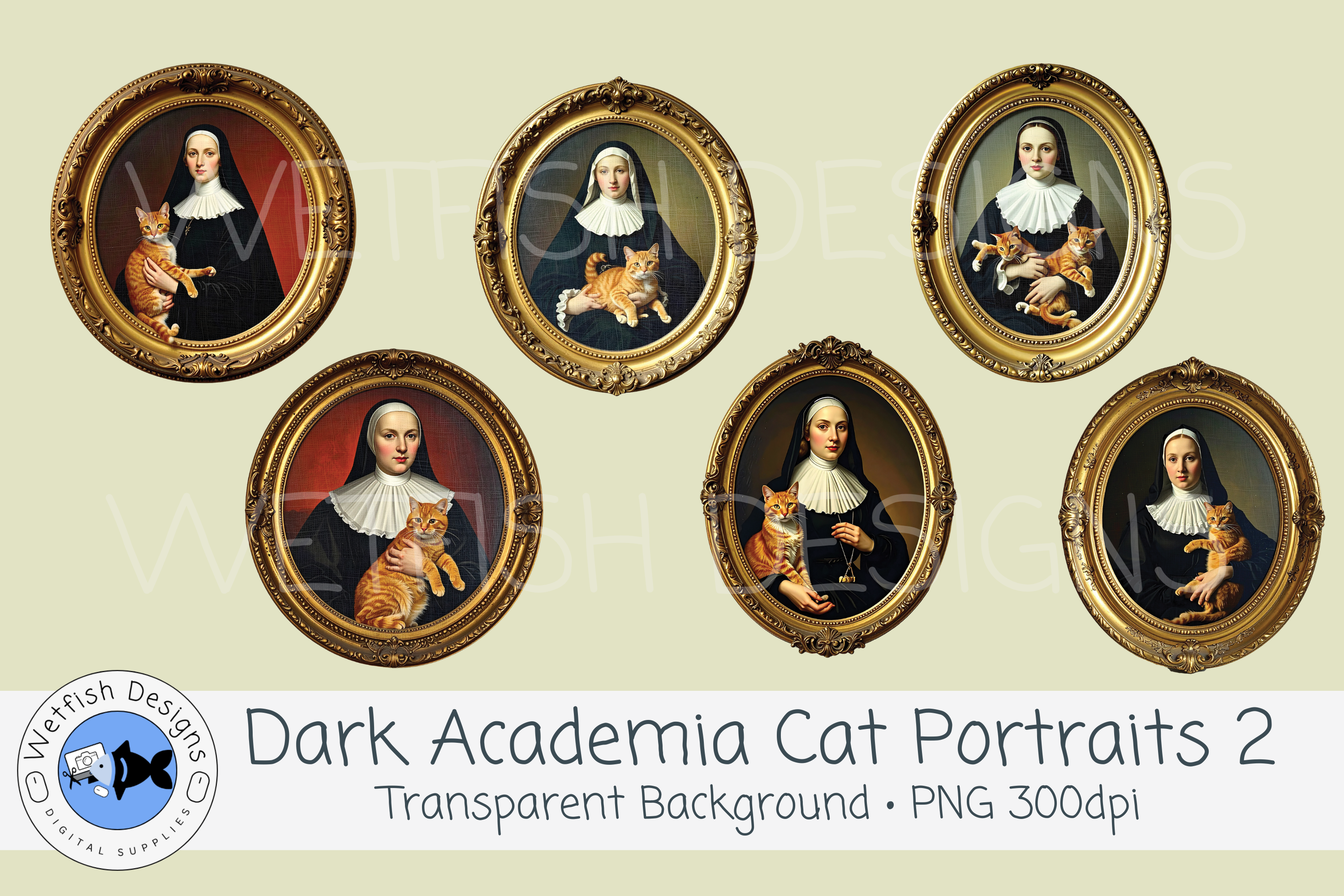 Dark Academia PNG Cat Portraits 2