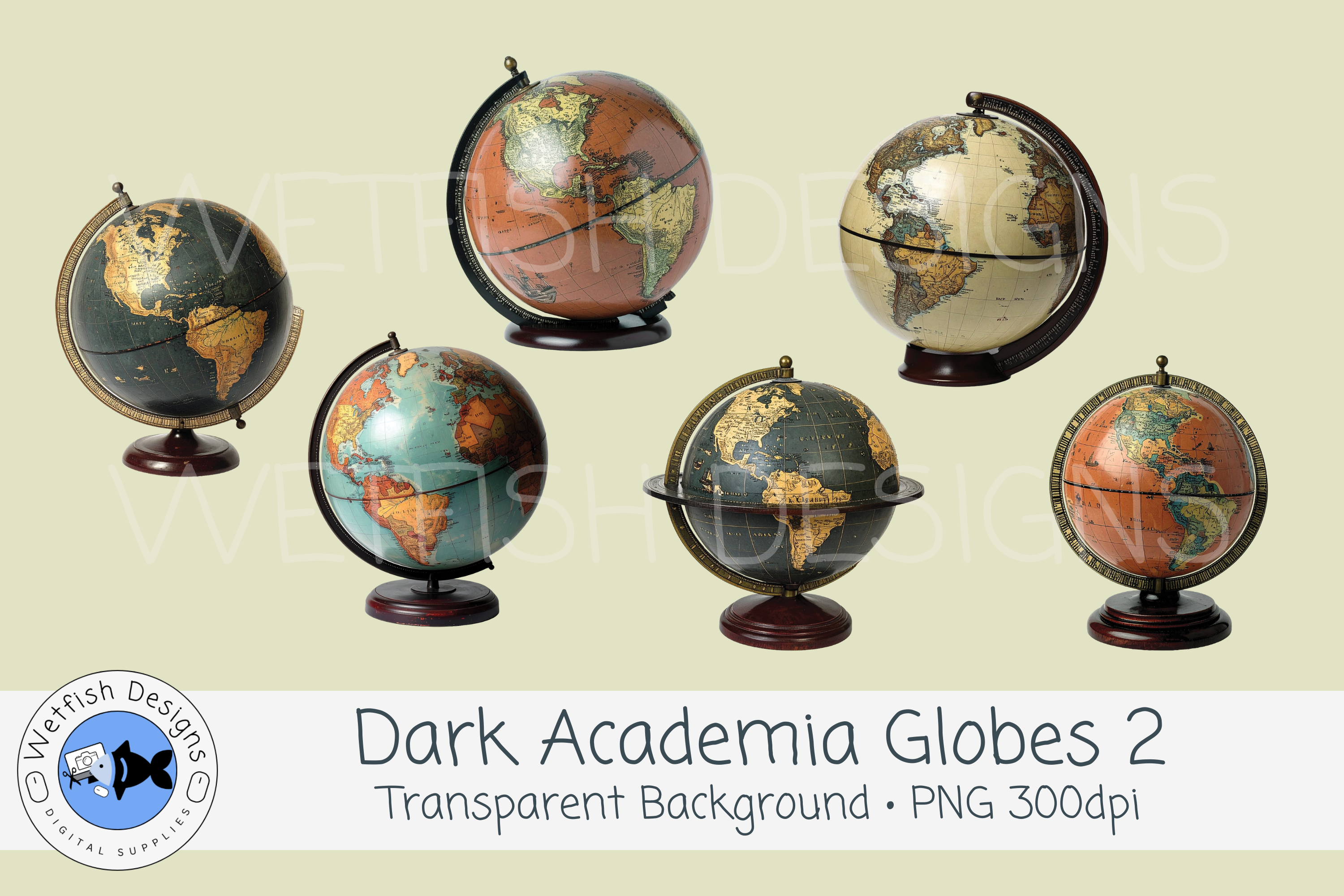 Dark Academia PNG Globes 2
