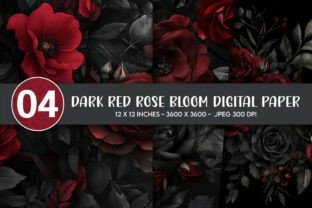 Dark Red Rose Bloom Digital Paper Graphic by Artify Hub Studio ...