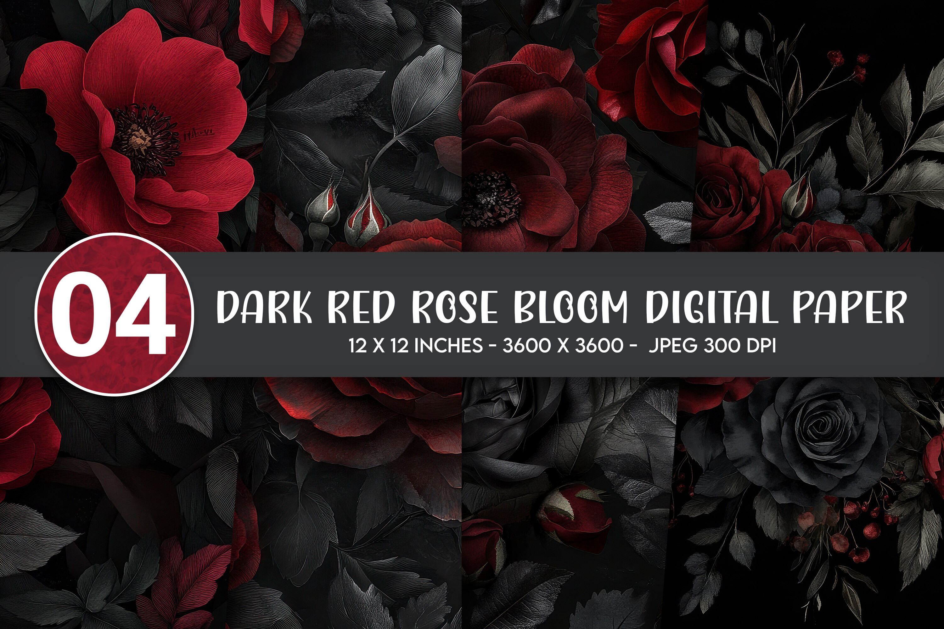Dark Red Rose Bloom Digital Paper Graphic by Artify Hub Studio ...