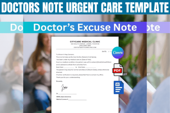 Doctors Note Urgent Care editable document template