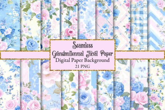 Grandmillennial Floral Digital Paper