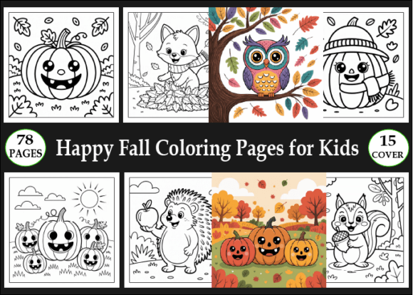 Happy Fall Coloring Pages for Kids