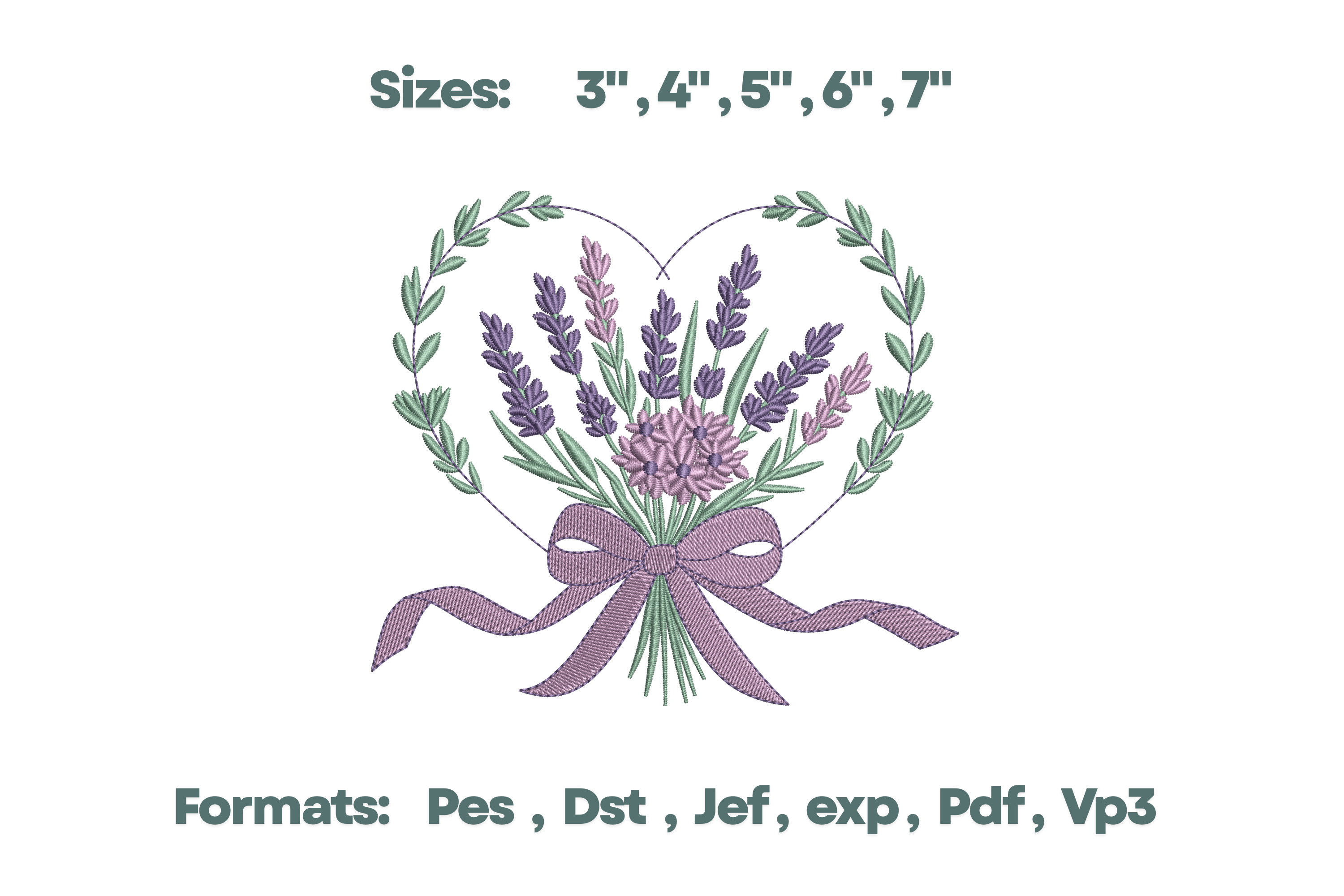 Lavender Heart Bouquet Embroidery