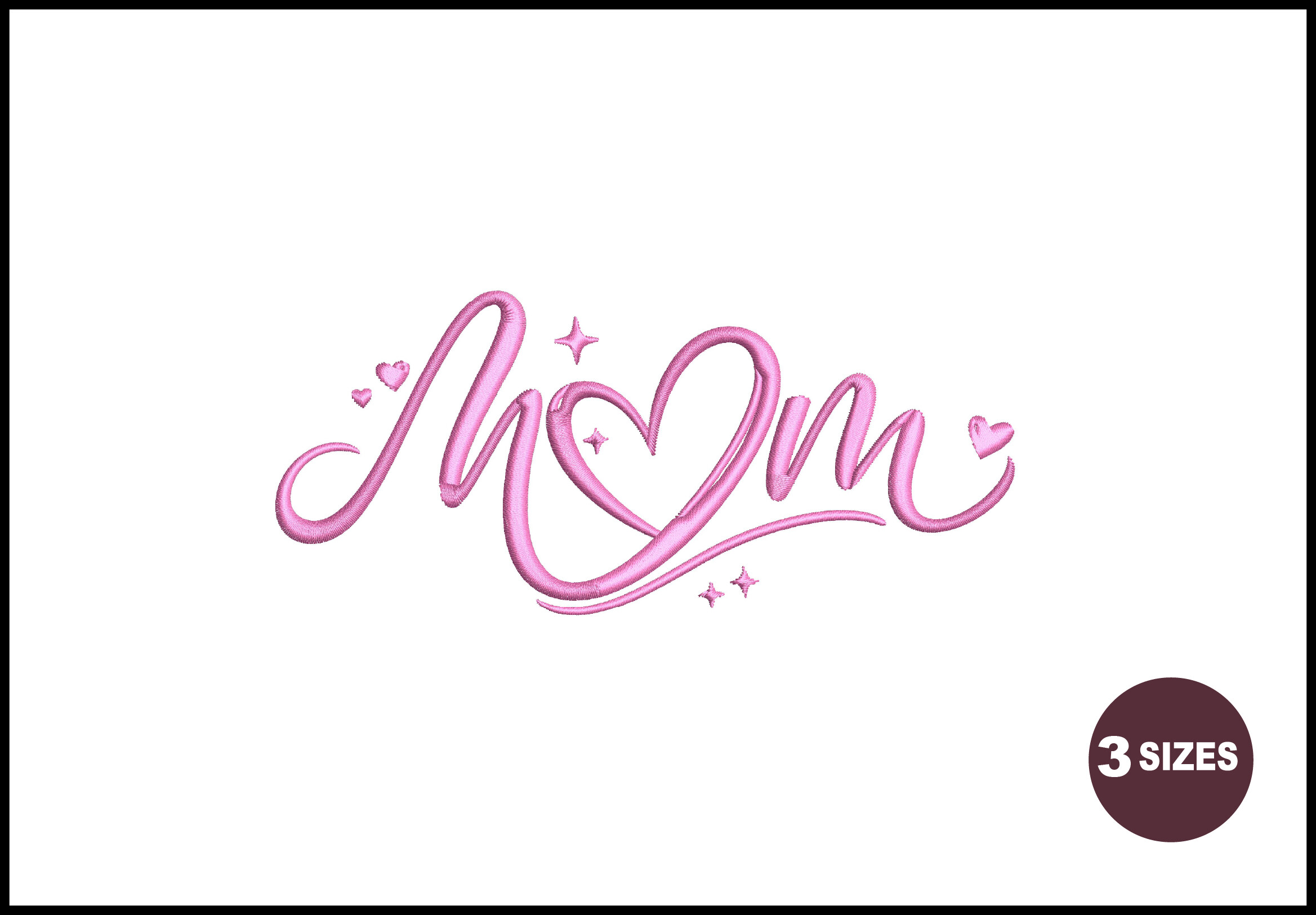 Mom Heart Script Embroidery