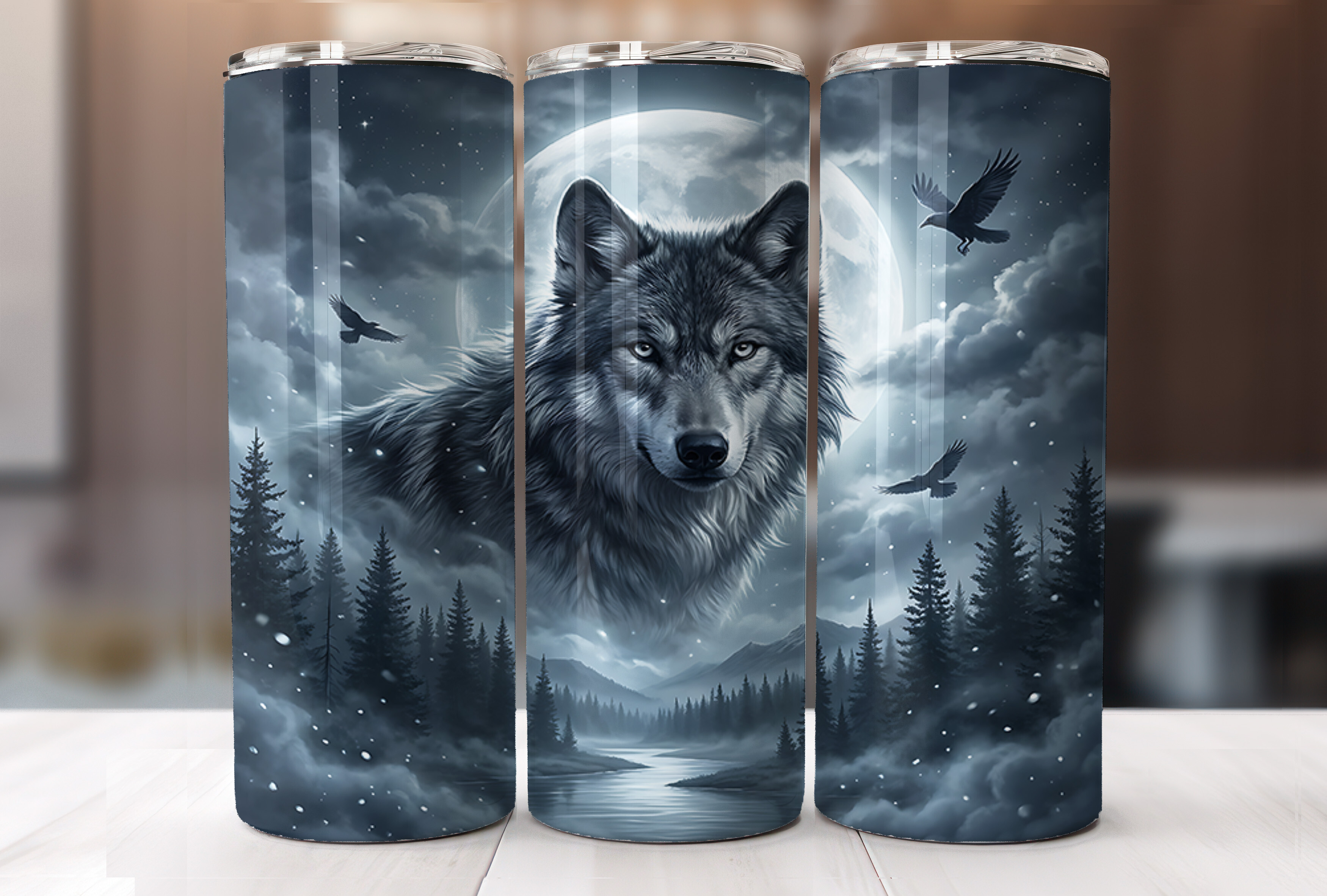Moonlit Wolf Forest 20oz Tumbler Wrap