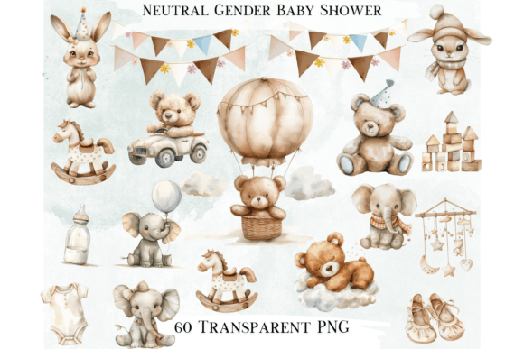 Neutral Baby Shower Clipart Bundle
