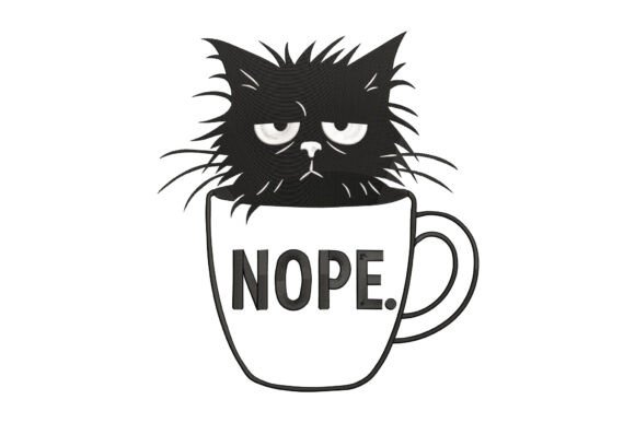 Nope Cat with Coffee Cup