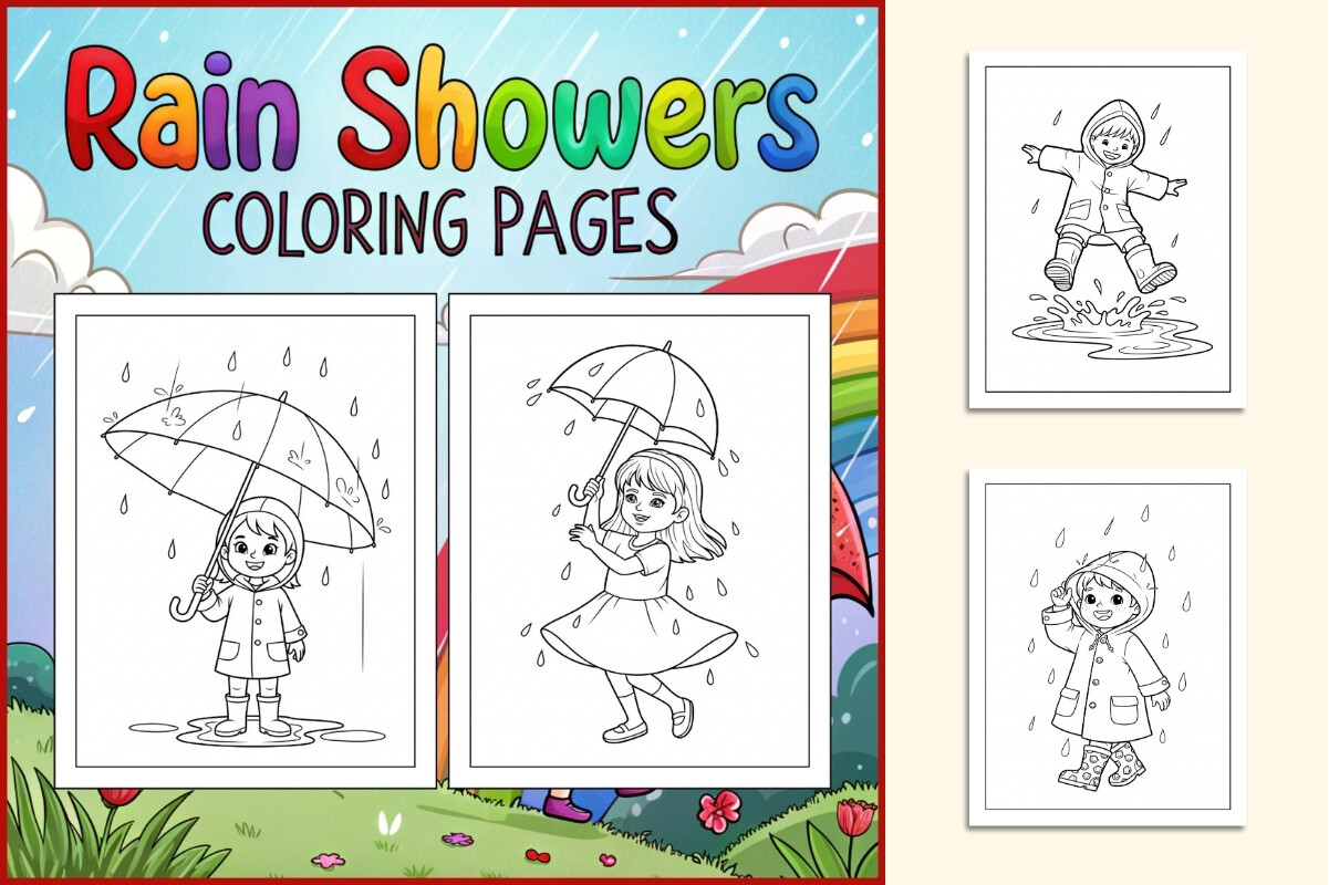 Rain Showers Coloring Pages for Kids