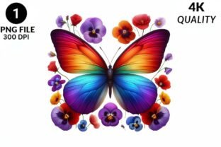 Rainbow Butterfly Floral PNG Clipart Graphic by soikotcbd · Creative ...