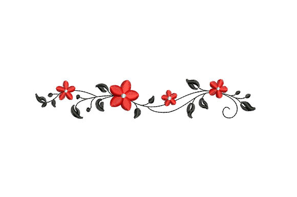 Red Flower Vine Embroidery