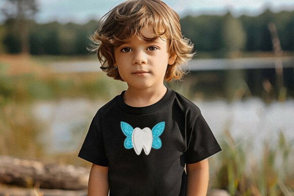 Tooth with Fairy Wings Applique
