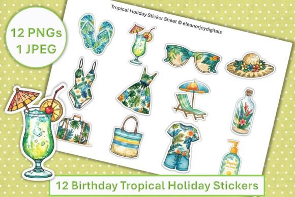 Tropical Holiday Stickers Fussy Cuts Graphic Illustrations By The Paper Princess