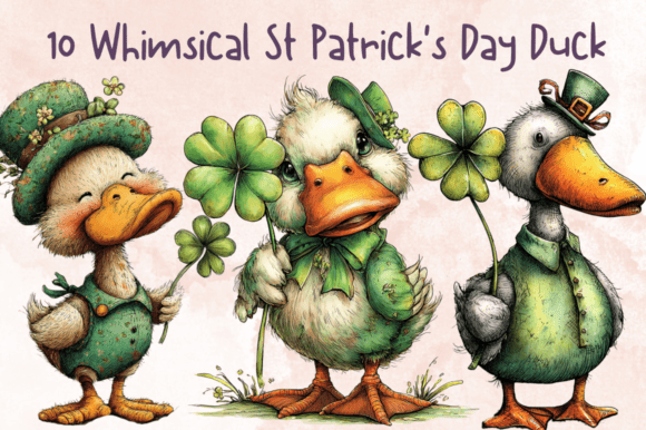 1 St Patricks Day Printable Duck Art Designs & Graphics