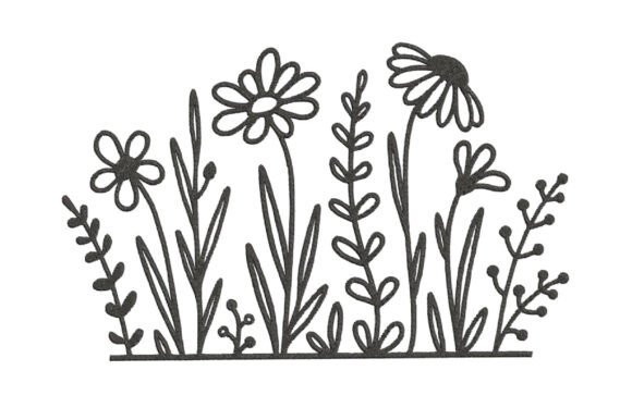 Wildflower Line Art Embroidery