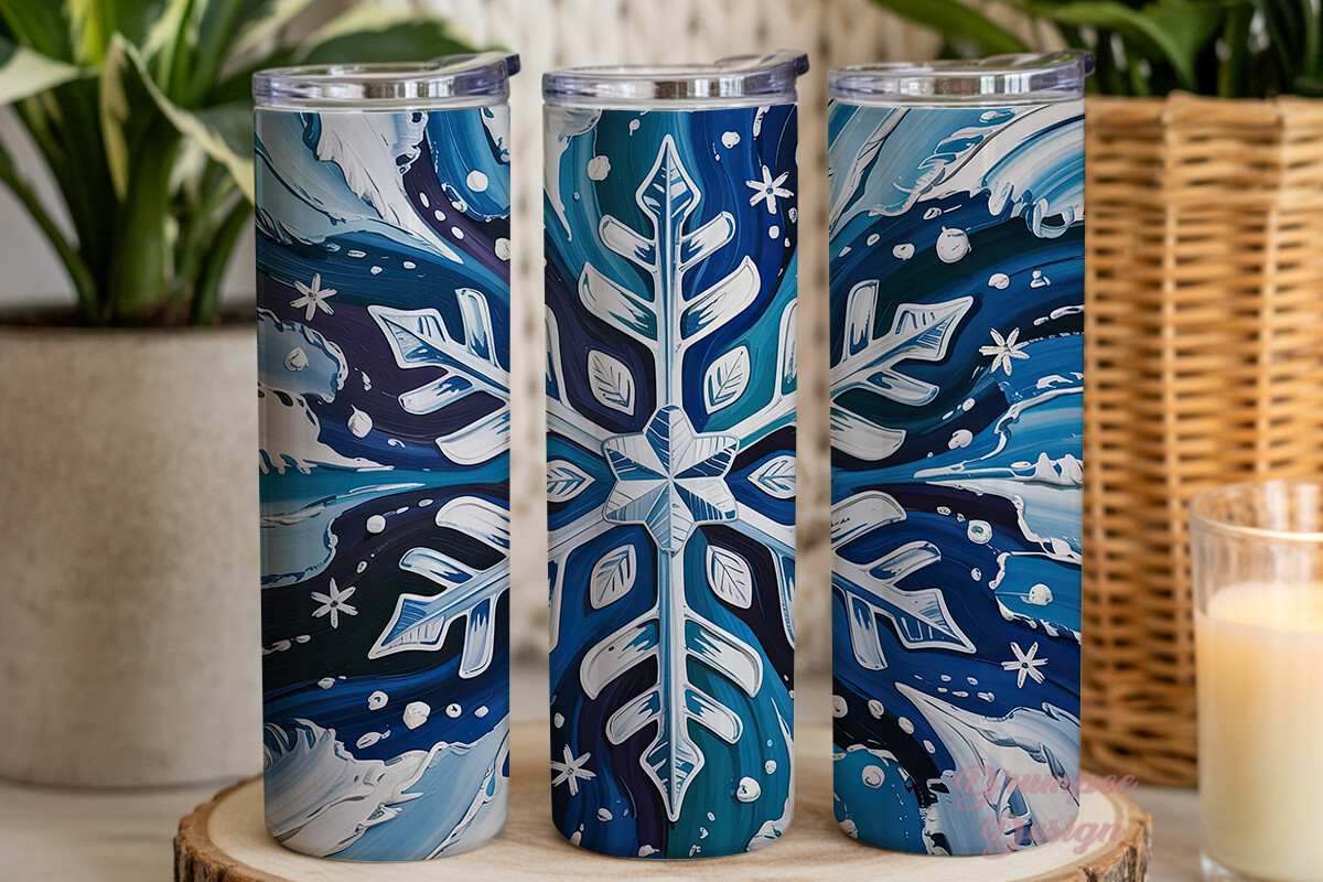 Winter Snowflake Art 20oz Tumbler Wrap