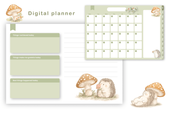 Hedgehog Digital Planner with Hyperlink