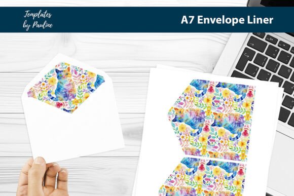 A7 Summer Cat Envelope Liner Graphic Print Templates By Templates by Pauline