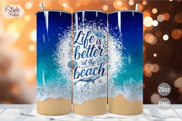 Beach Summer 20oz Tumbler Wrap PNG