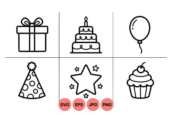 Birthday Party Icon Line Art