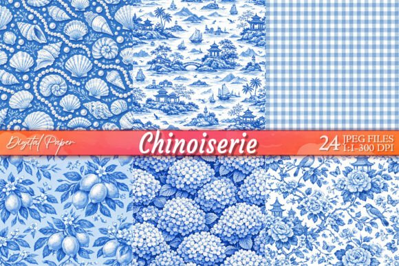 Blue & White Chinoiserie Digital Paper