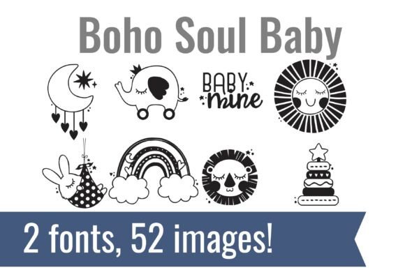 Boho Dingbats Font PNG with transparent background - Preview 1