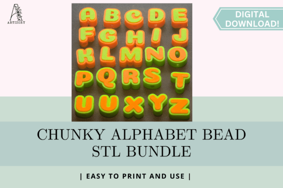 Chunky Alphabet Bead STL Bundle | A-Z 3D Print Files - Image 2