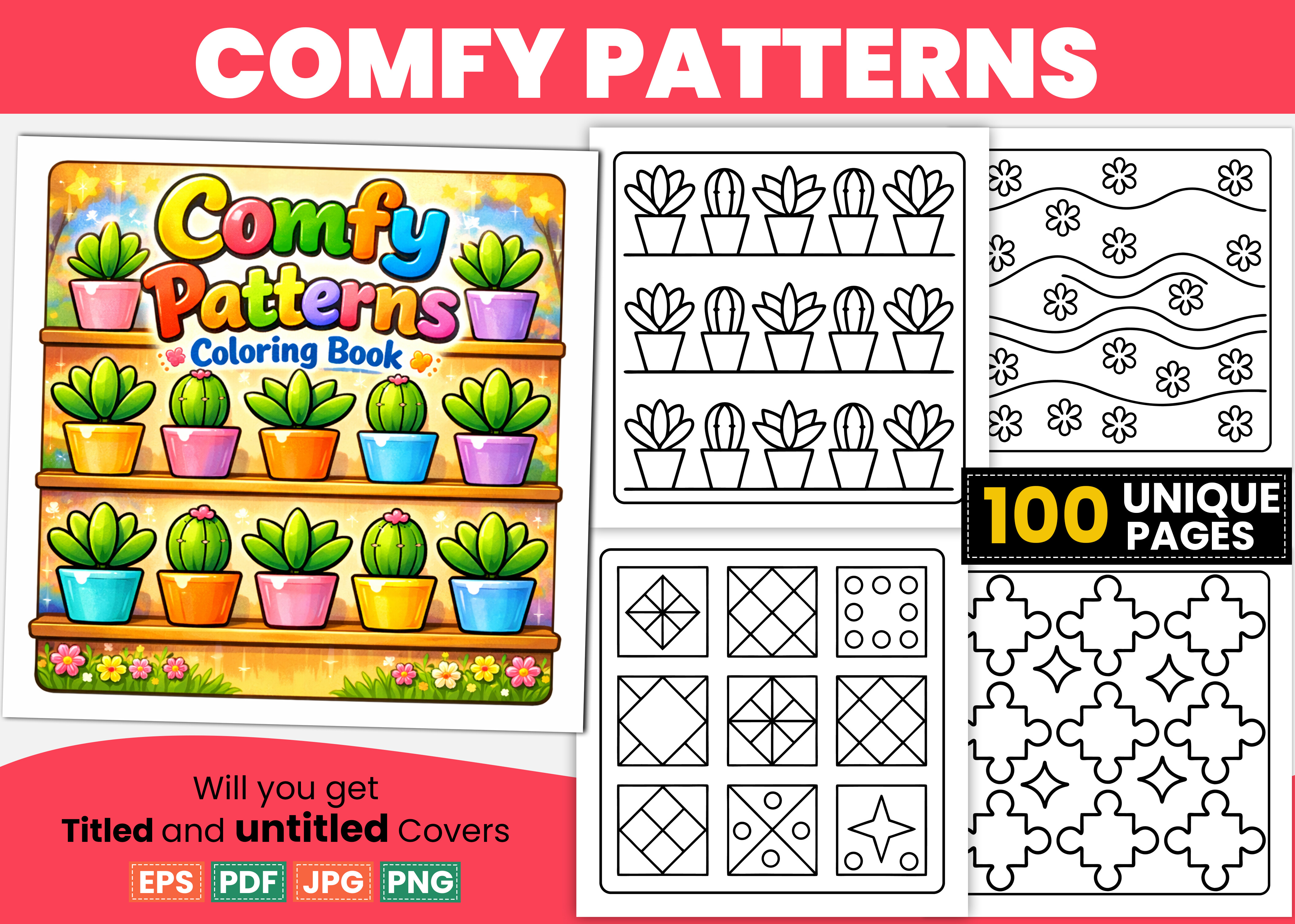 Comfy Patterns Bold Easy Coloring Pages