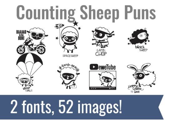 Counting Sheep Dingbats Font PNG with transparent background - Preview 1