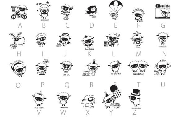 Counting Sheep Dingbats Font PNG with transparent background - Preview 2