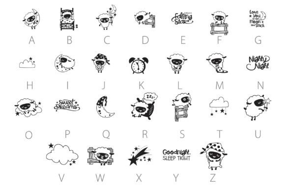 Counting Sheep Dingbats Font PNG with transparent background - Preview 3
