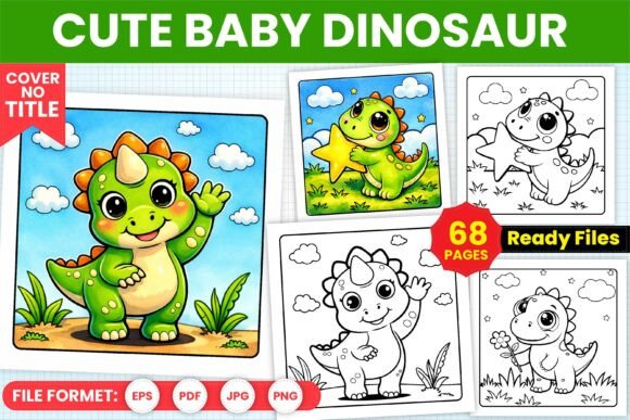 68 Cute Dinosaur Coloring Book for Kids