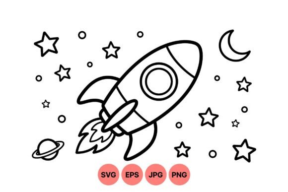 Cute Space Rocket Clipart Art Graphic Illustrations By DesignVectx
