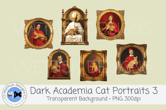 Dark Academia PNG Cat Portraits 3