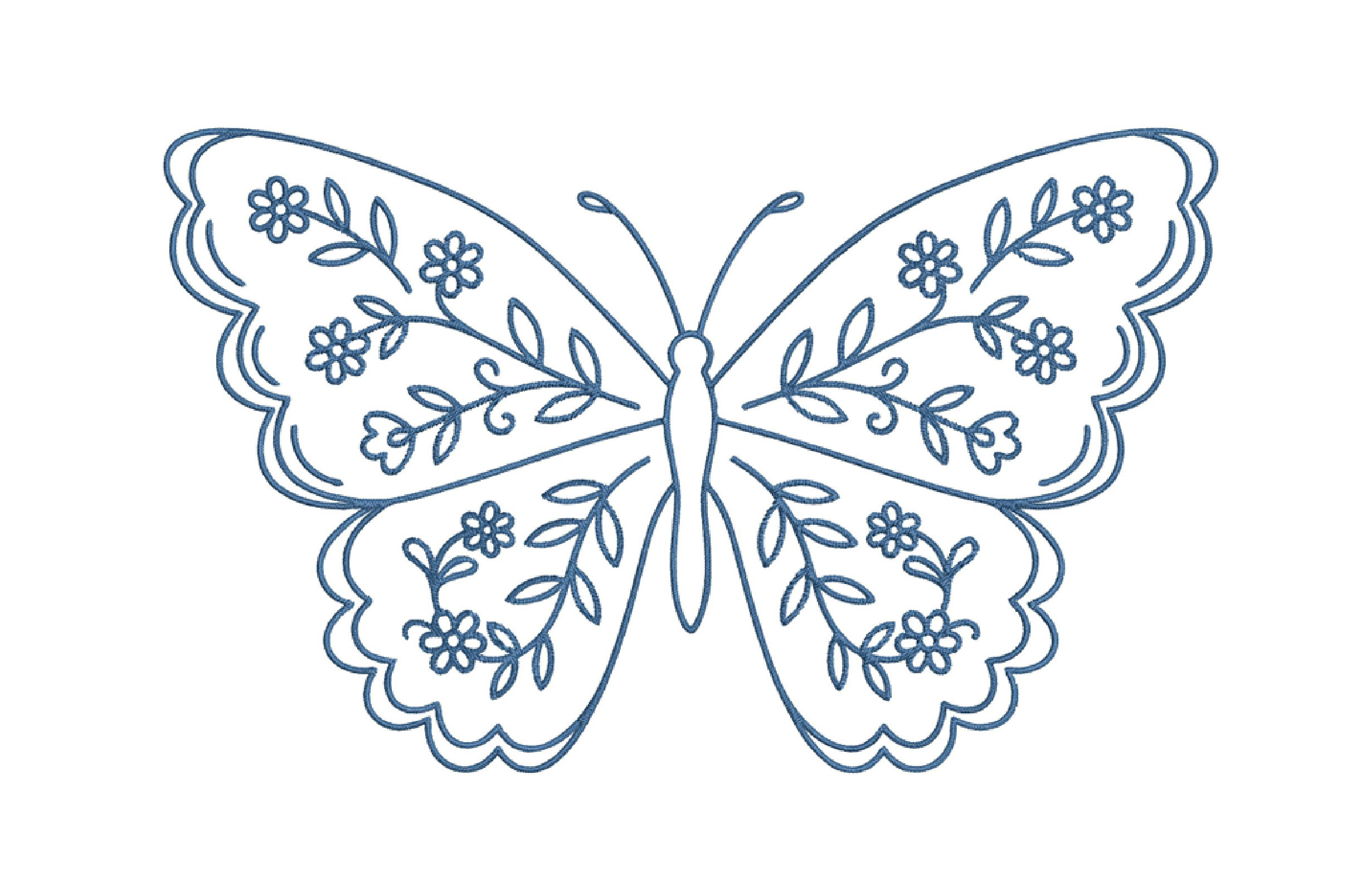 Floral Butterfly Embroidery Design