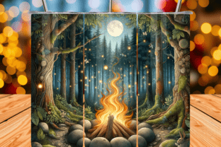 Full Moon Forest Fire Tumbler Wrap Graphic by COZY_OWL · Creative Fabrica