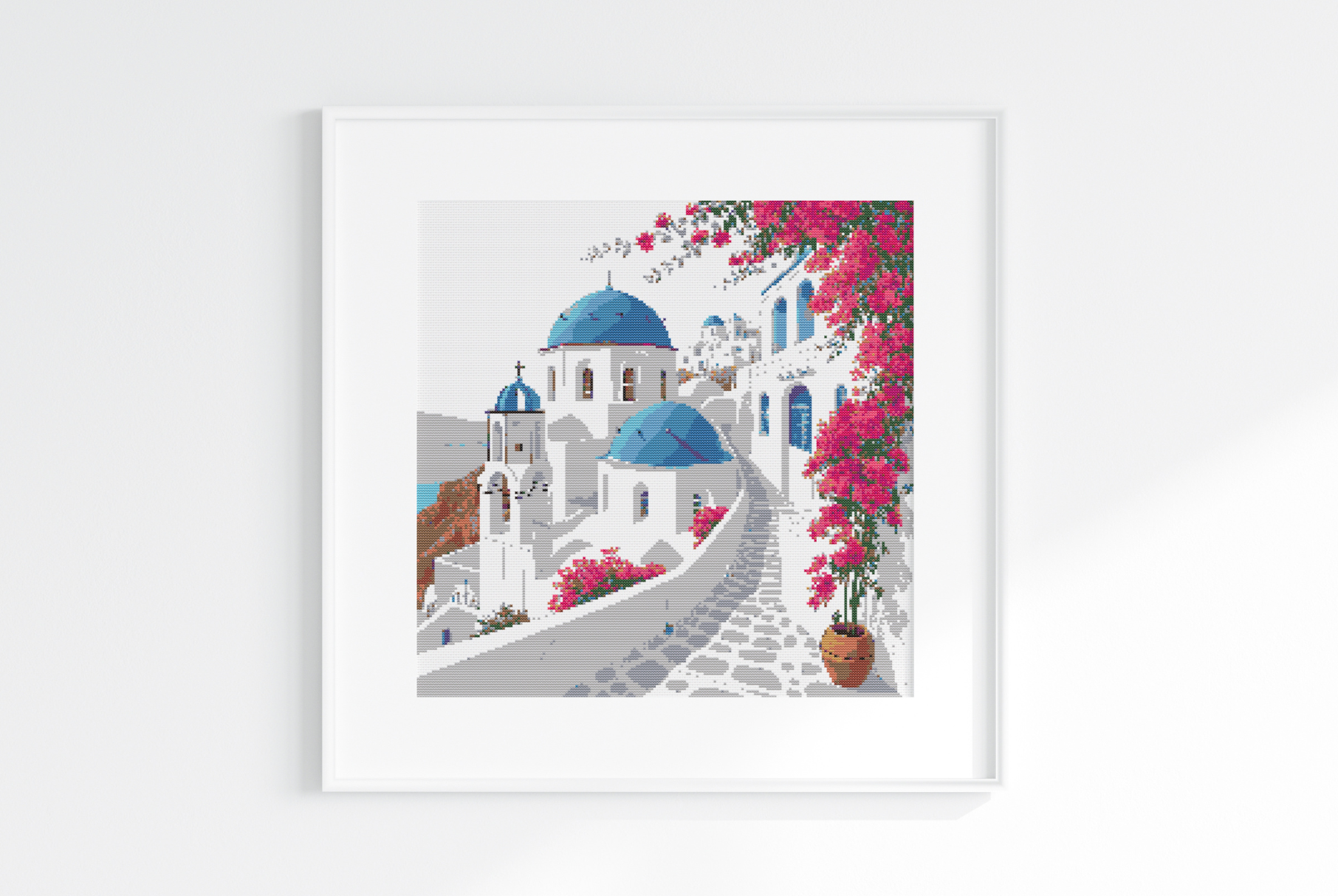 Greek Island Cityscape Cross Stitch