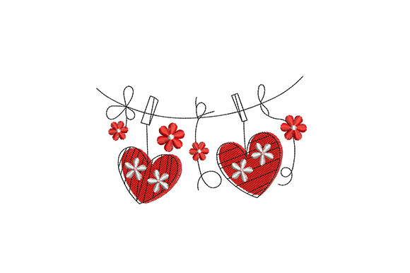 Heart Garland Embroidery Design