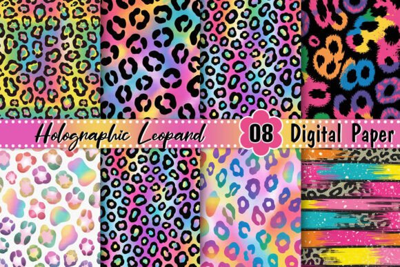Holographic Leopard Digital Paper