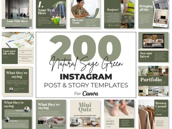 Instagram Canva Templates Sage Green Graphics 1