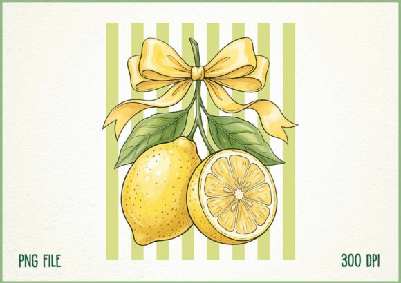 Lemon Coquette Bow Summer PNG Graphic Illustrations By SoftInk Studio