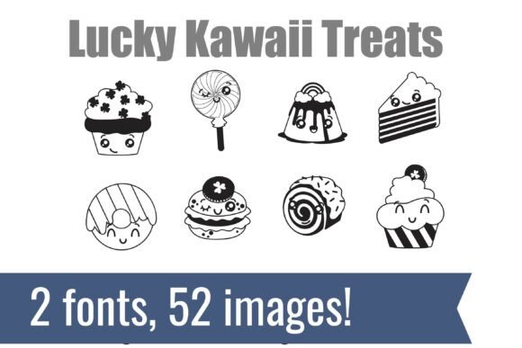 Lucky Kawaii Dingbats Font PNG with transparent background - Preview 1