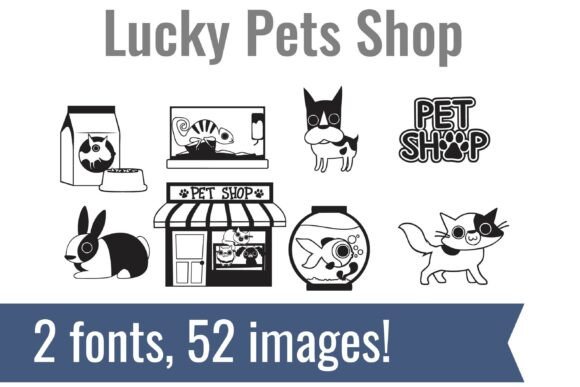 Lucky Pets Dingbats Font PNG with transparent background - Preview 1